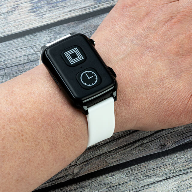 SureSafe GO Monitored with a white band on wrist